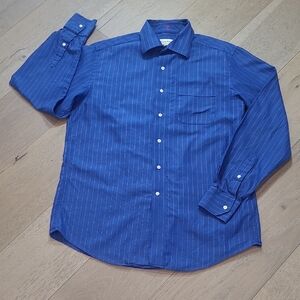 Tommy Bahama Blue Pinstripe Button Down Shirt Men's sz 15.5-34/35 Long Sleeve
